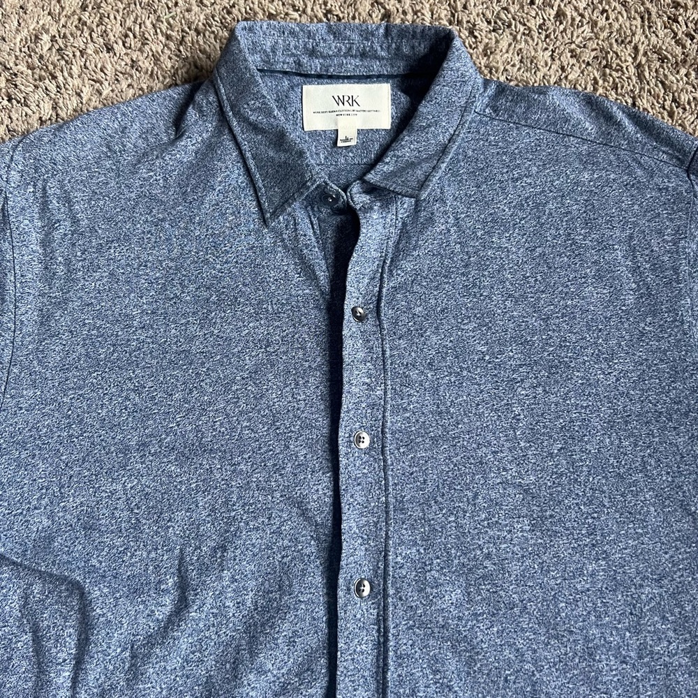 WRK Work Clothing Button Down Shirt Large Blue